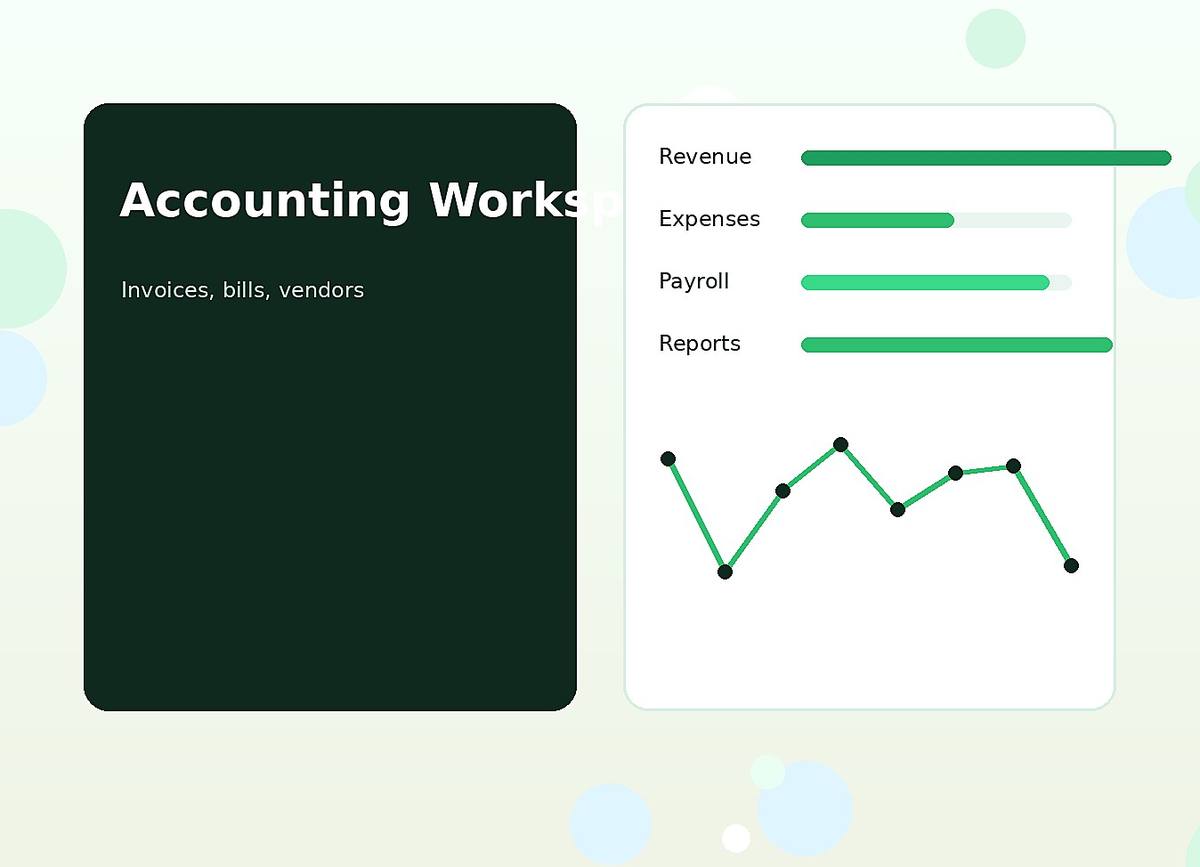 Cloud accounting and business management dashboard overview